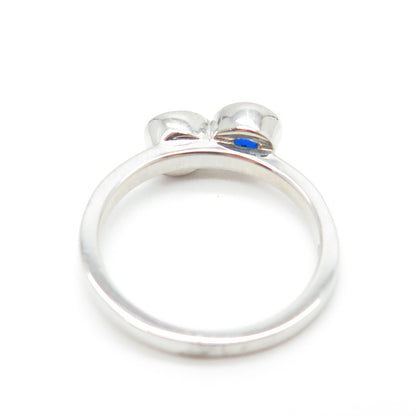 925 Sterling Silver Round-Cut Lab-Created Blue Sapphire Ring Size 5