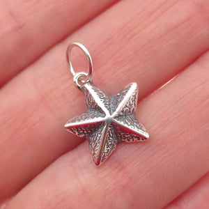 925 Sterling Silver Vintage Star Oxidized Mini Charm Pendant