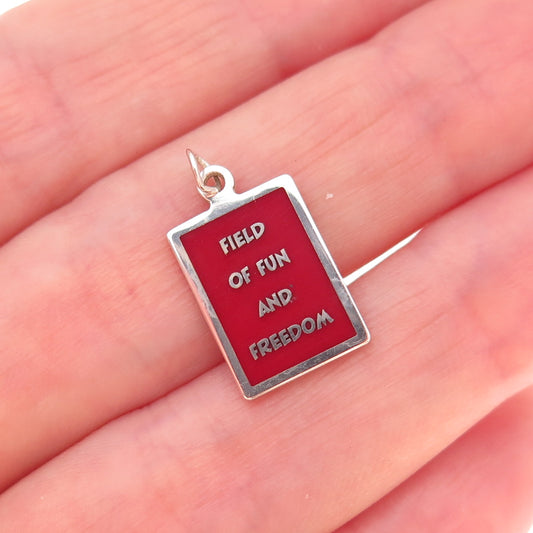 925 Sterling Silver Red Enamel Field of Fun & Freedom Charm Pendant