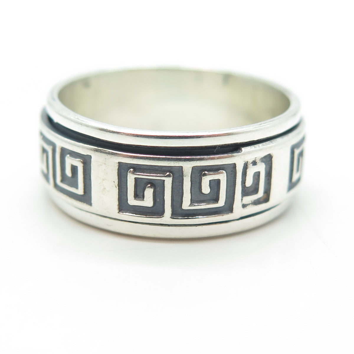 950 Silver Vintage Greek Rotating Band Ring Size 10