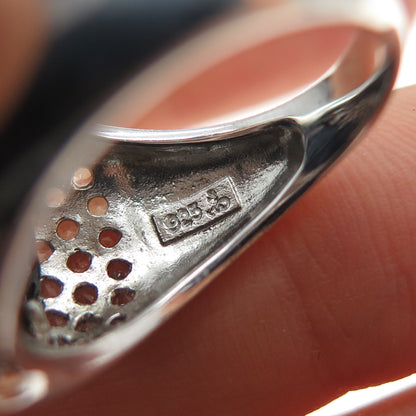 925 Sterling Silver Vintage Real Black Onyx & White Topaz Modernist Ring Size 7