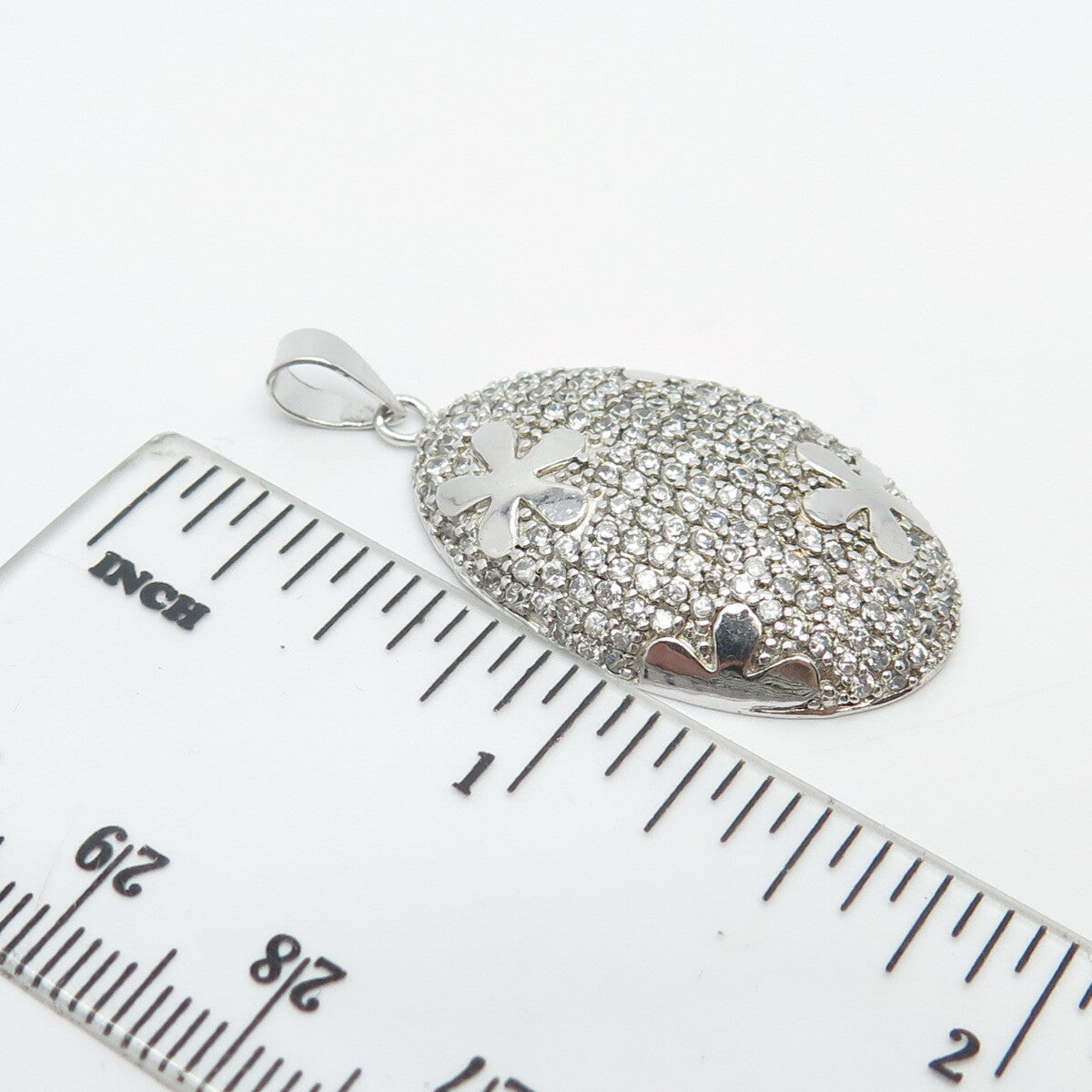 925 Sterling Silver C Z Oval Pendant