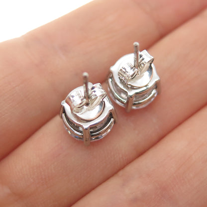 925 Sterling Silver Round-Cut C Z Stud Earrings