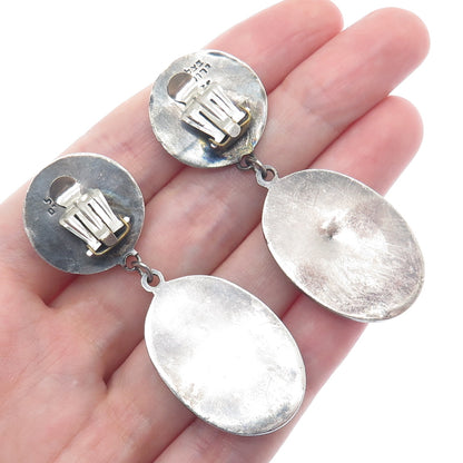 BEZALEL 925 Sterling Silver Vintage Jerusalem Deer Oxidized Clip On Earrings
