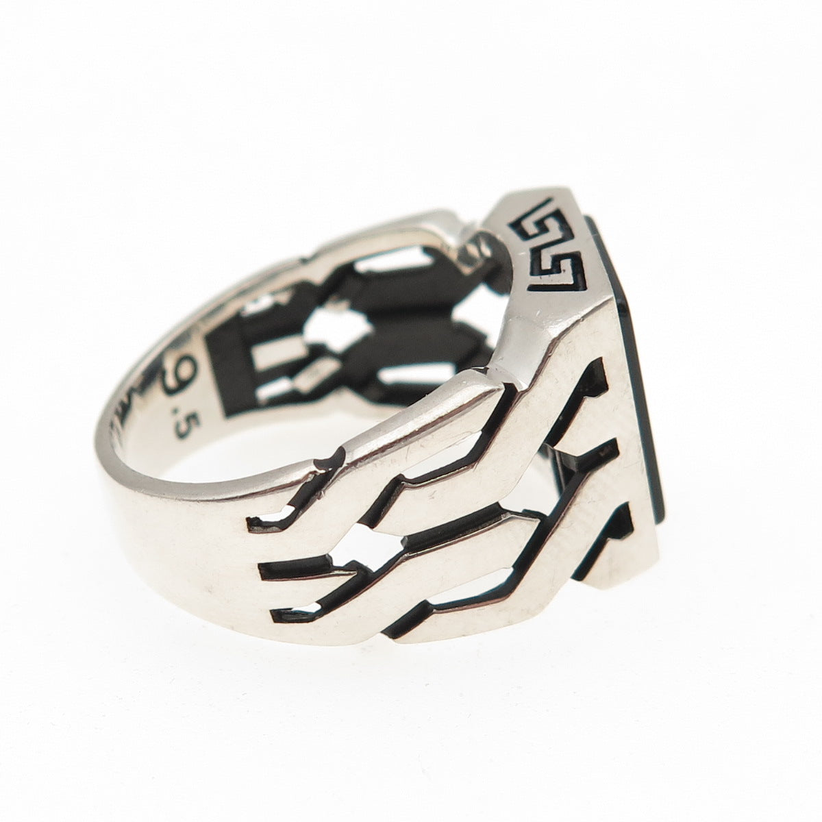 CHIMODA 925 Sterling Silver Real Black Onyx Woven Ring Size 9.75