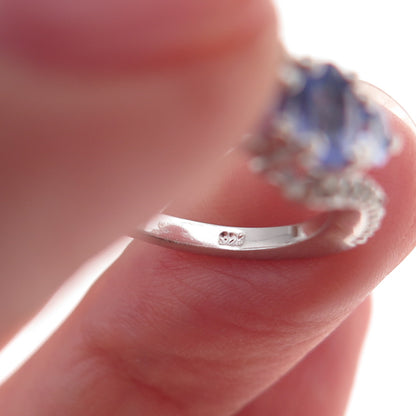 Chuck Clemency 925 Sterling Silver Real Tanzanite & White Topaz Ring Size 8.25