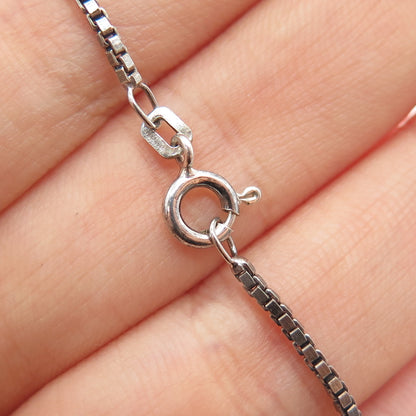 925 Sterling Silver Vintage Real Black Onyx Modernist Box Chain Necklace 18"