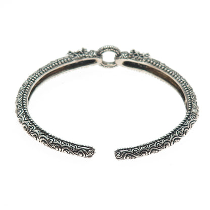 BARBARA BIXBY 925 Sterling Silver 18K Gold Flower Adjustable Cuff Bracelet 7.25"