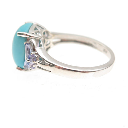 Chuck Clemency 925 Sterling Silver Real Turquoise & Tanzanite Ring Size 8.25