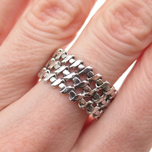925 Sterling Silver Vintage Modernist Wire Oxidized Ring Size 8.75