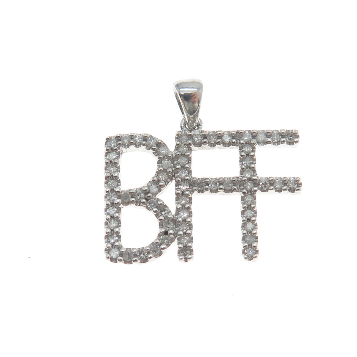 SUN 925 Sterling Silver Real Diamond Best Friends Forever Minimalist Pendant