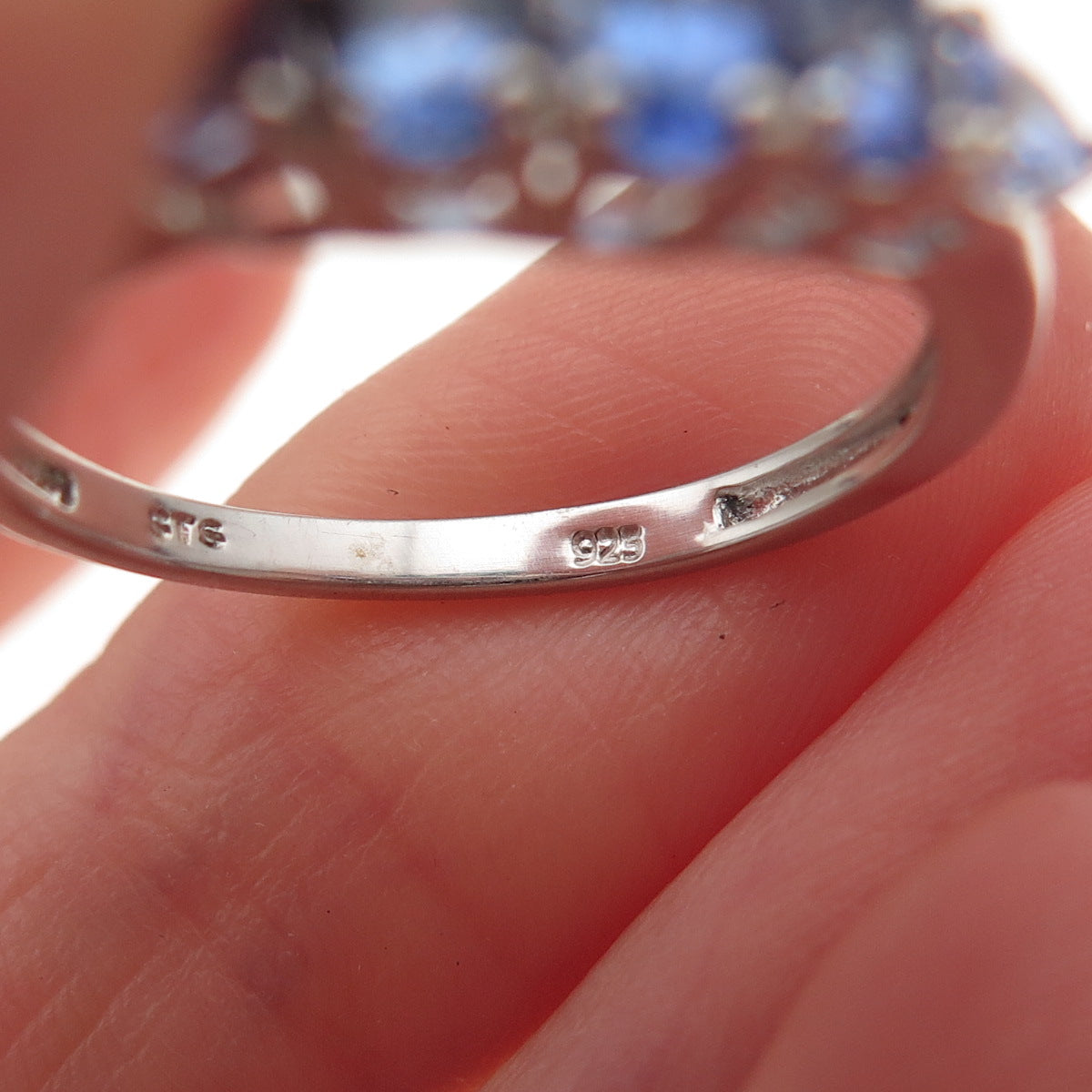 Chuck Clemency 925 Sterling Silver Real Oval & Pear-Cut Tanzanite Ring Size 8