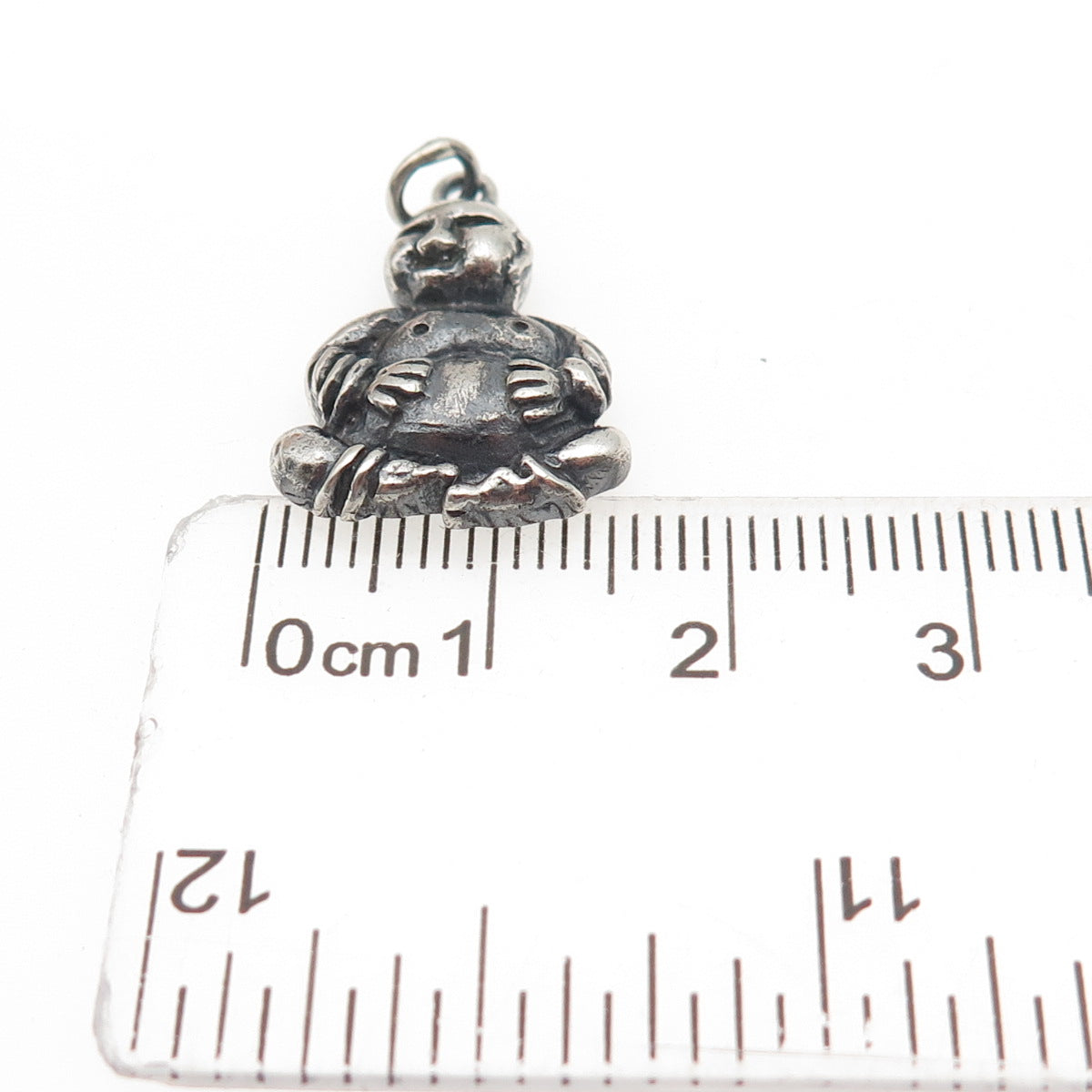925 Sterling Silver Vintage Buddha Oxidized Mini Charm Pendant