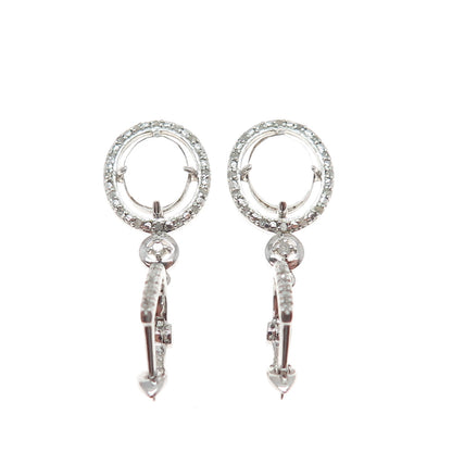 925 Sterling Silver Real Diamond & White Topaz Dangle Earrings