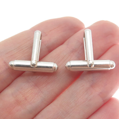 Old Stock 925 Sterling Silver Vintage SET of 8 Pair Round Bullet Cufflink Backs