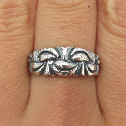 925 Sterling Silver Vintage Modernist Puffy Ring Size 9.25