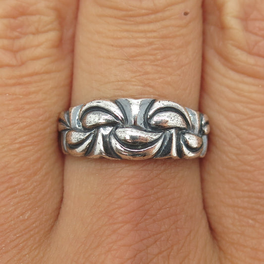 925 Sterling Silver Vintage Modernist Puffy Ring Size 9.25