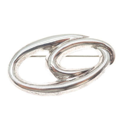 925 Sterling Silver Vintage Modernist Twisted Pin Brooch
