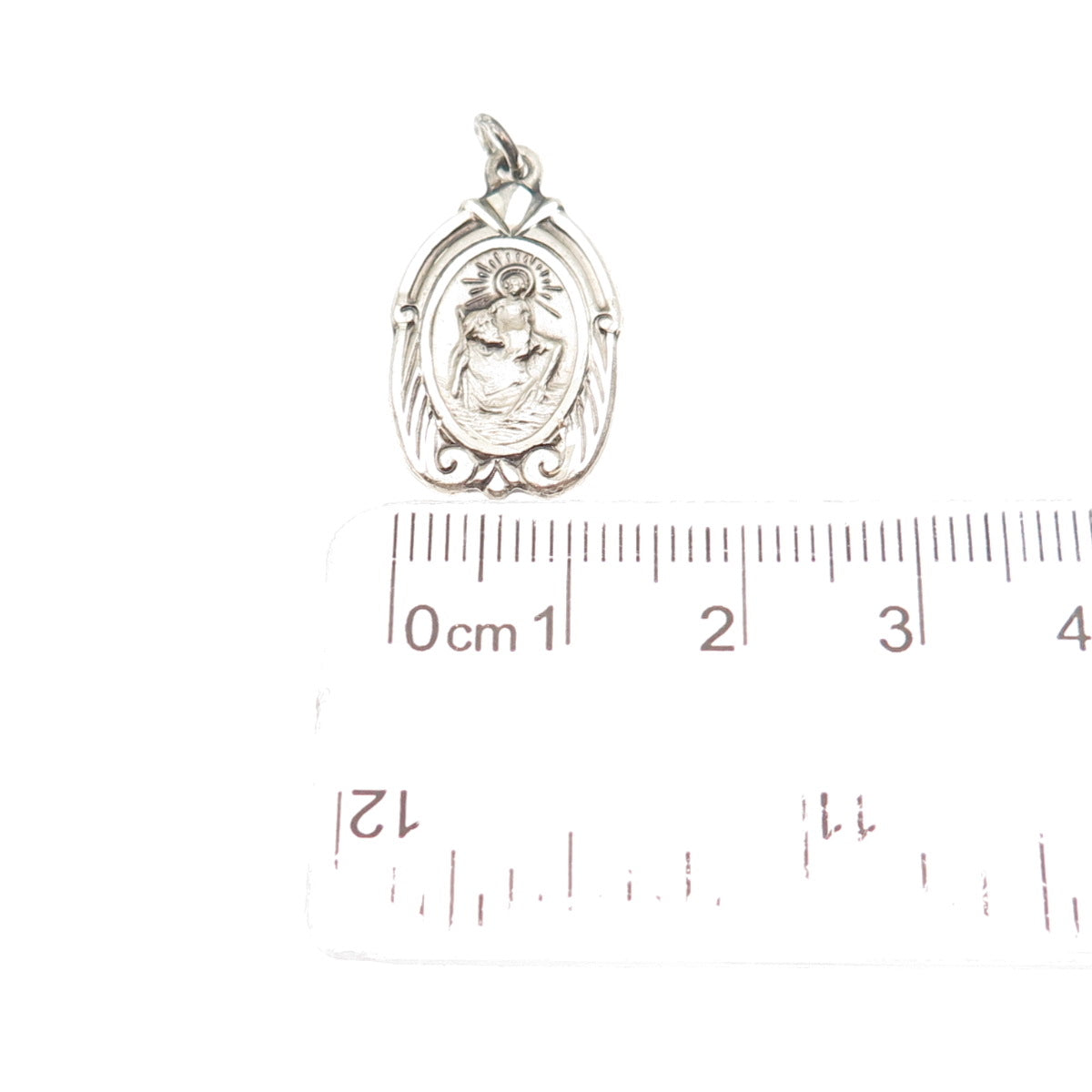 HMH Religious Sterling Antique Art Deco St. Christopher Catholic Medal Pendant