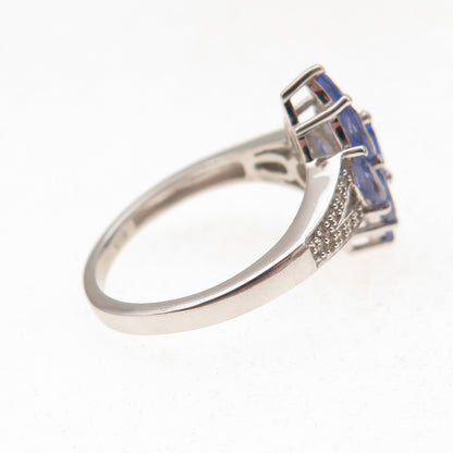 Chuck Clemency 925 Sterling Silver Real Tanzanite & White Topaz Ring Size 8