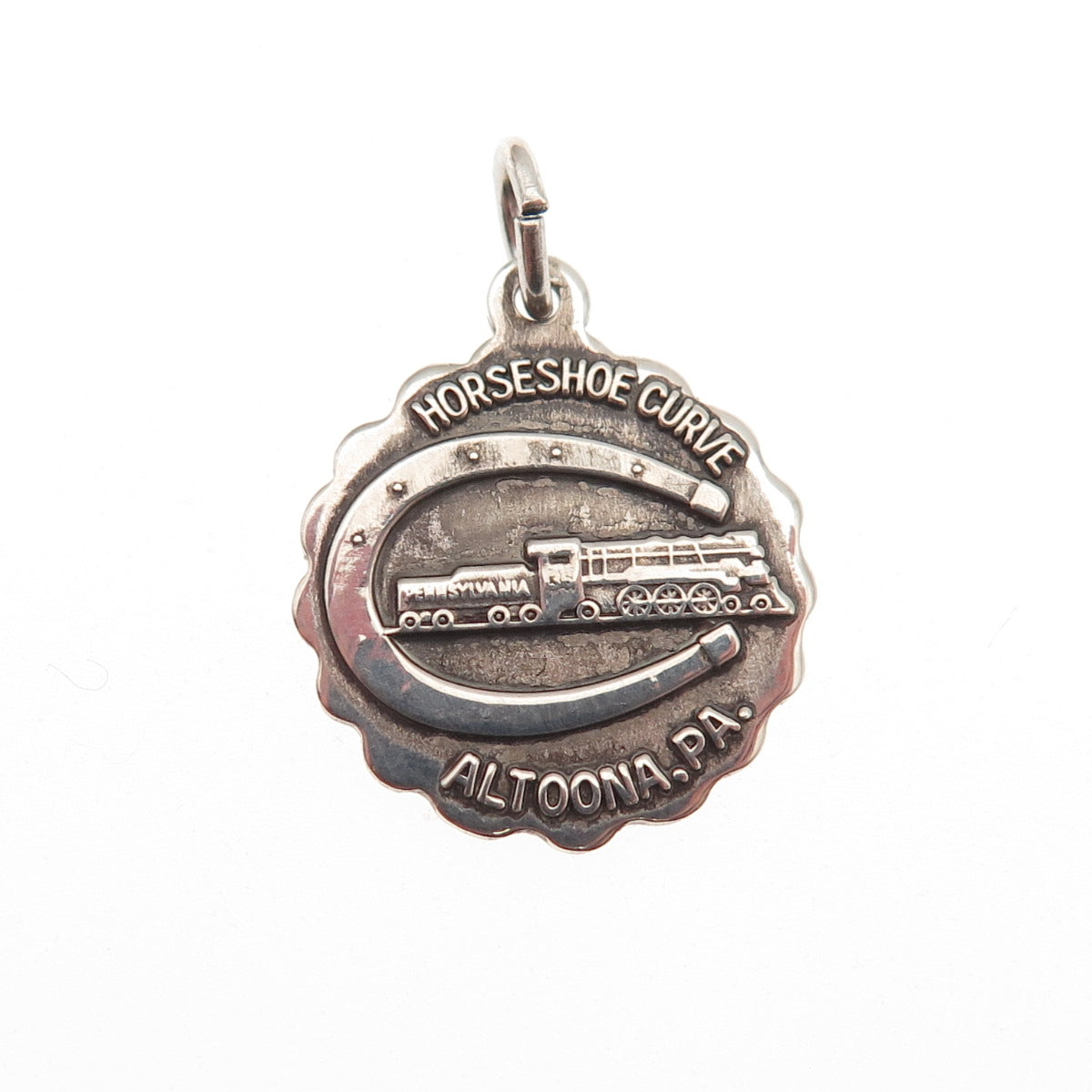 Bruce 925 Sterling Silver Antique Art Deco Horseshoe Curve Altoona Mini Pendant