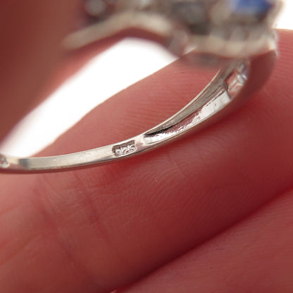Chuck Clemency 925 Sterling Silver Real Tanzanite & White Topaz Ring Size 8.25