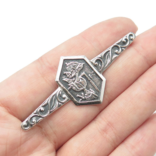 800 Silver Antique Indonesian Shadow Puppet Wayang Tie Clip