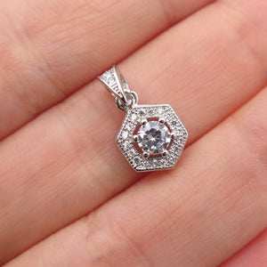 925 Sterling Silver Round-Cut C Z Mini Charm Pendant