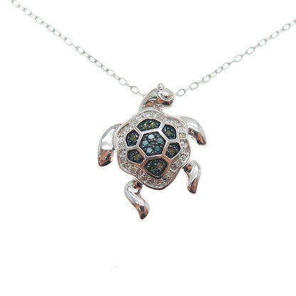 DASAN Sterling Silver Real Multi-Color Diamond Turtle Cable Chain Necklace 18"