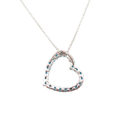 Chuck Clemency 925 Sterling Silver Real Turquoise Heart Cable Chain Necklace 20"