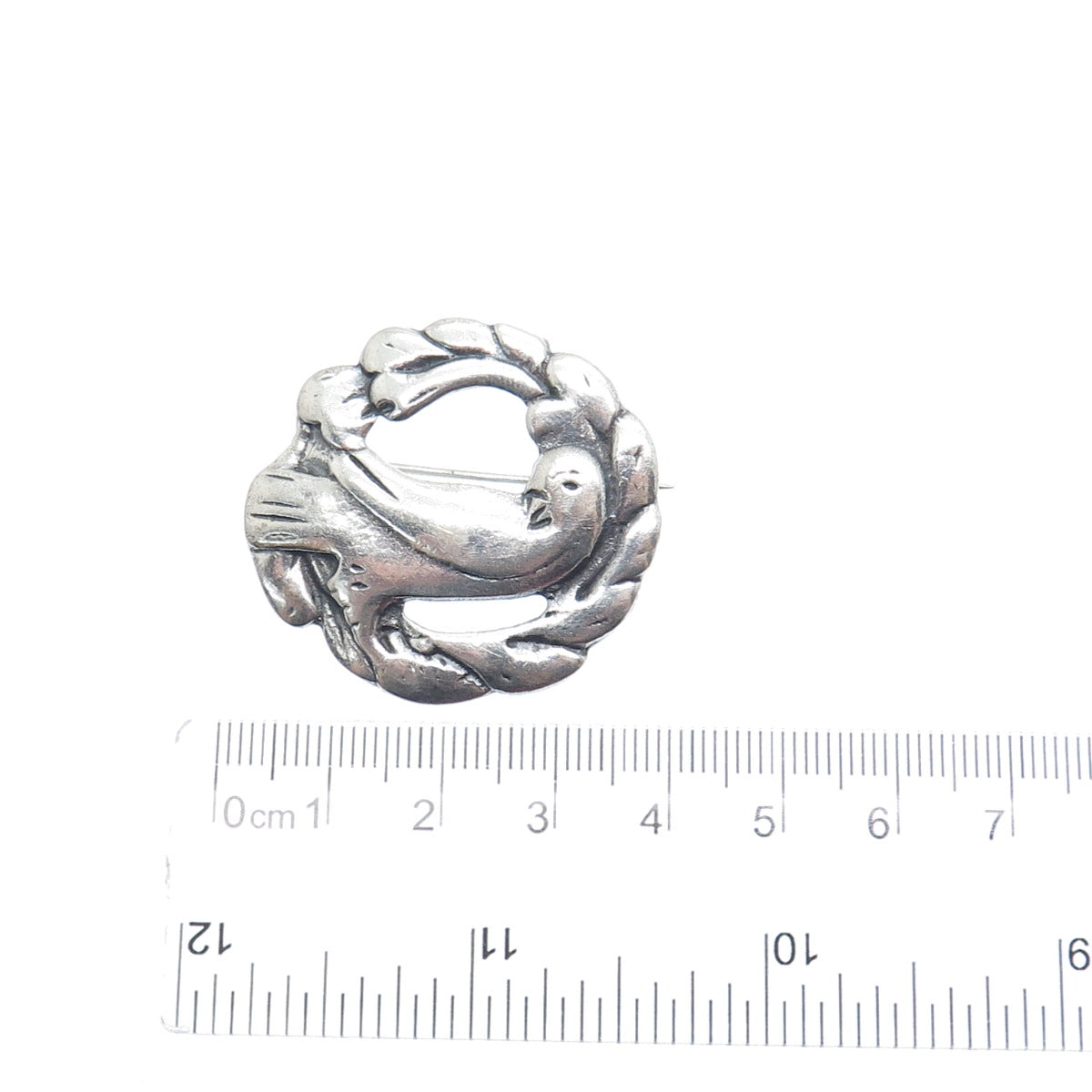 925 Sterling Silver Antique Art Deco Dove Bird Oxidized Pin Brooch