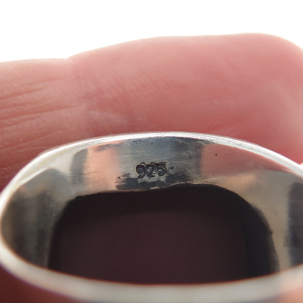 925 Sterling Silver Vintage Real Cushion-Cut Purple Jasper Oxidized Ring Size 11
