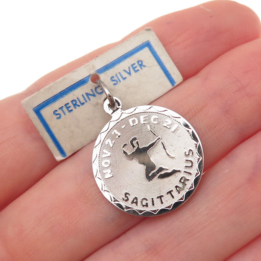 Spencer 925 Sterling Silver Vintage Sagittarius Zodiac Sign Charm Pendant
