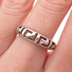 925 Sterling Silver Vintage Greek Key Oxidized Ring Size 6