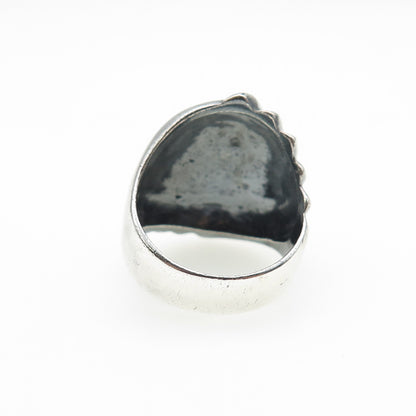 925 Sterling Silver Vintage Modernist Ribbed Oxidized Ring Size 8.5
