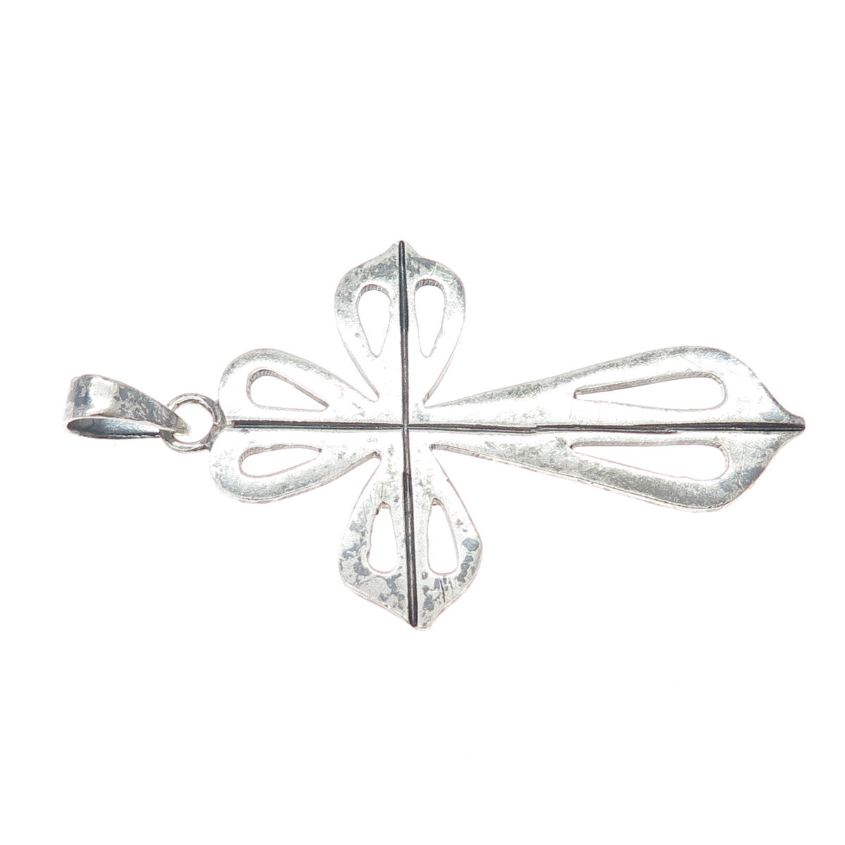 925 Sterling Silver Vintage Mexico Cross Oxidized Pendant