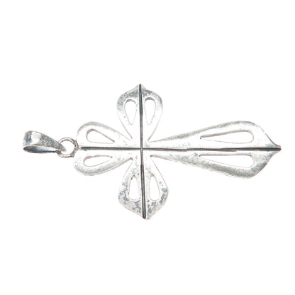925 Sterling Silver Vintage Mexico Cross Oxidized Pendant