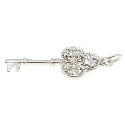 925 Sterling Silver Round-Cut Shaped C Z Key Pendant