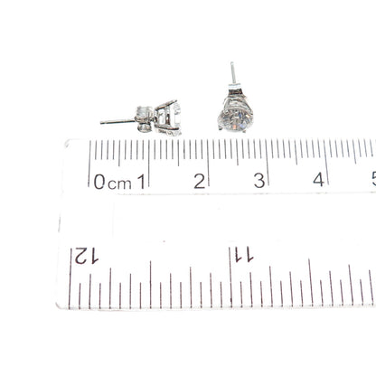 925 Sterling Silver Round-Cut C Z Stud Earrings