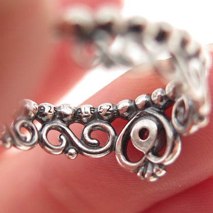 Pandora 925 Sterling Silver Round-Cut C Z Princess Tiara Ring Size 6