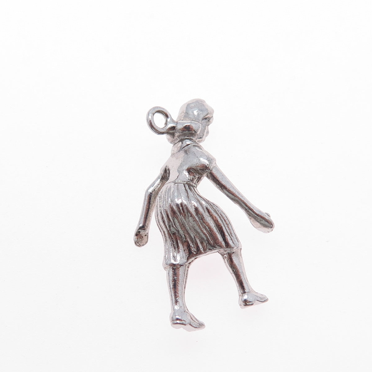 925 Sterling Silver Vintage Female Bowler Mini 3D Charm Pendant