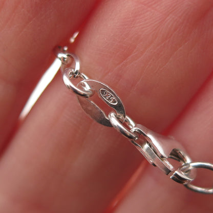 925 Sterling Silver Enamel Butterfly Dangle Charm Oval Link Bracelet 6"