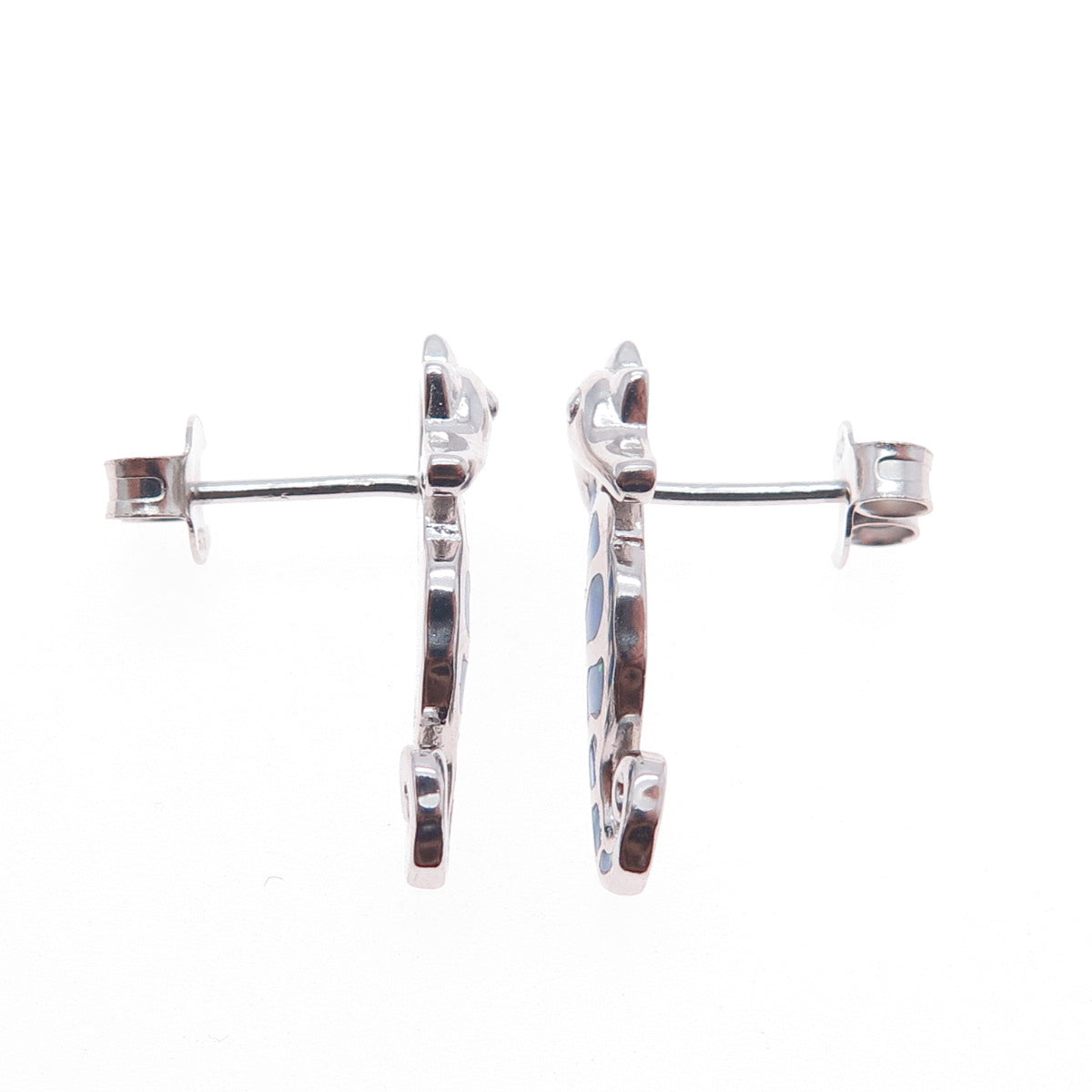 925 Sterling Silver Real Opal Seahorse Earrings