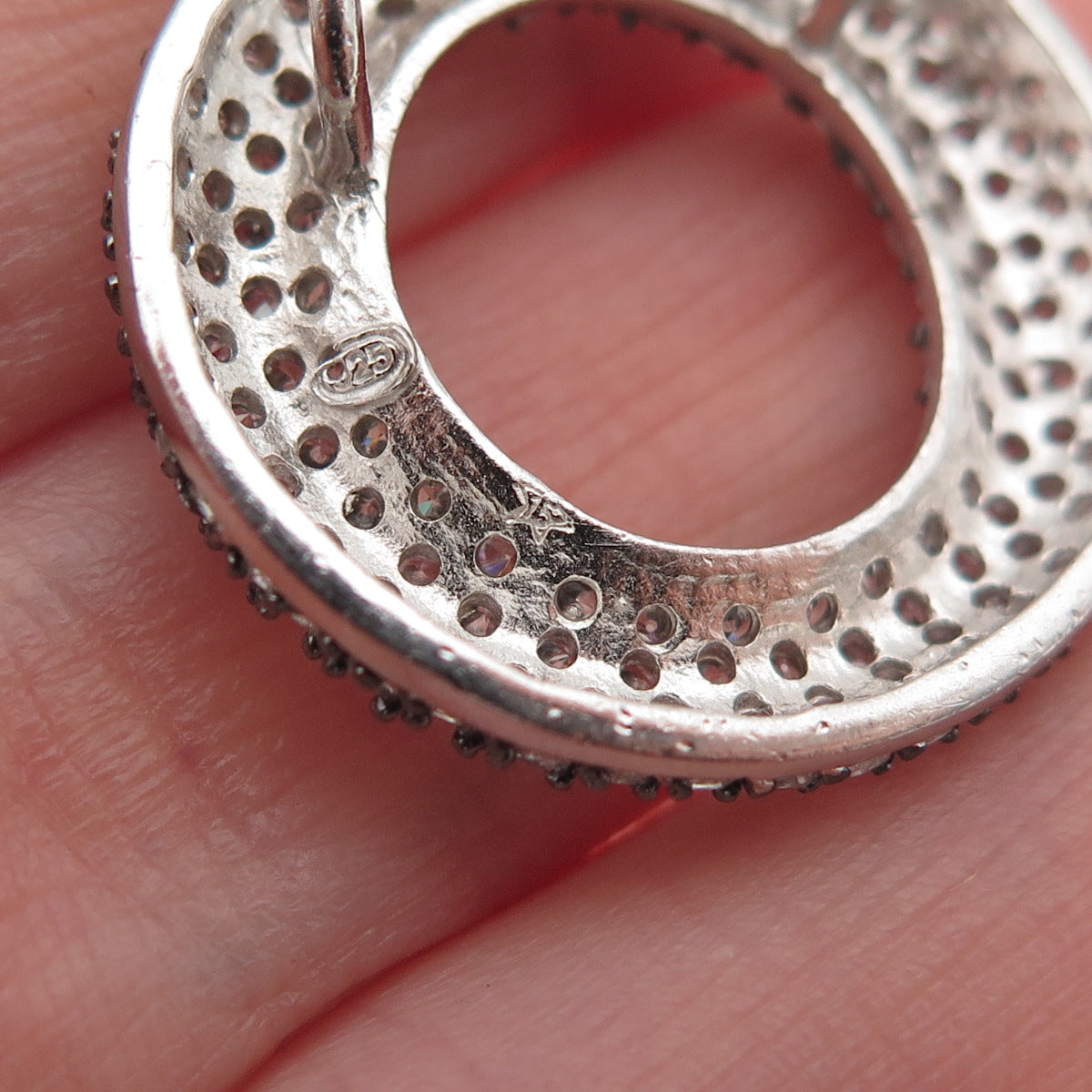 925 Sterling Silver Round-Cut C Z Letter O Initial Slide Charm Pendant