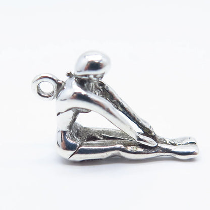 925 Sterling Silver Vintage Gymnast / Athlete Girl Charm Pendant