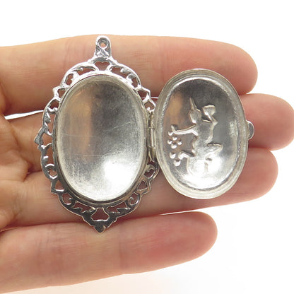 925 Sterling Silver Antique Art Deco Siam Niello Hindu Goddess Locket Pendant