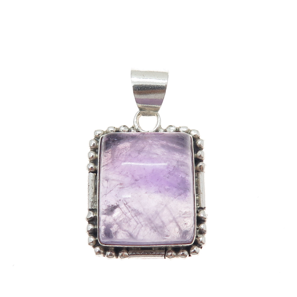 925 Sterling Silver Vintage Real Amethyst Beaded Charm Pendant