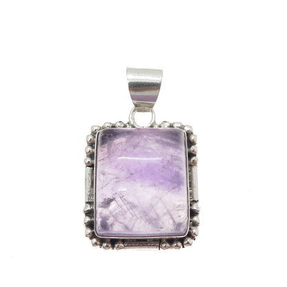 925 Sterling Silver Vintage Real Amethyst Beaded Charm Pendant