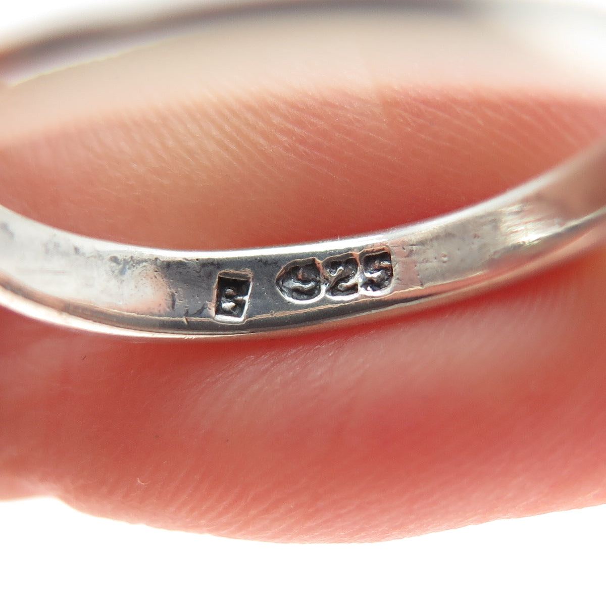 925 Sterling Silver Vintage Real Lapis Modernist Heart Ring Size 7
