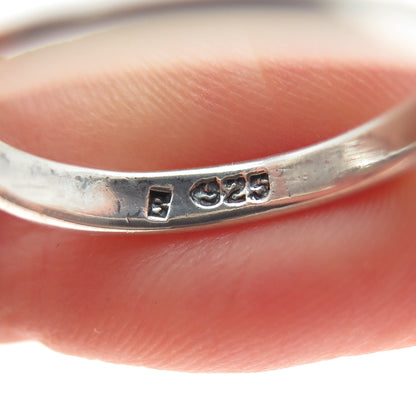 925 Sterling Silver Vintage Real Lapis Modernist Heart Ring Size 7